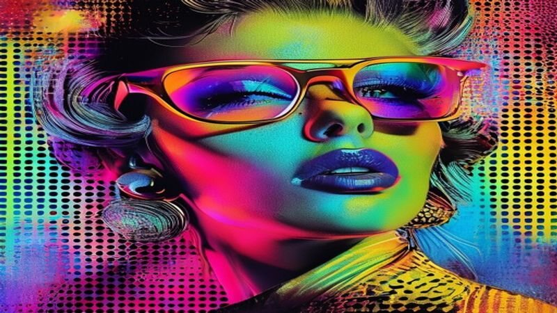 A pop-art portrait wearing large sunglasses